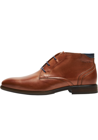 Cognac gladleren Berlin halfhoge veterschoen