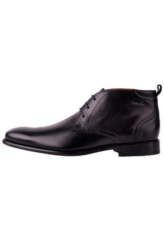 Zwart gladleren Hercules halfhoge veterschoen