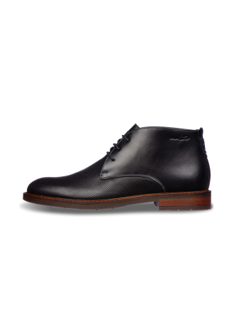 Navy gladleren Boston halfhoge veterschoen