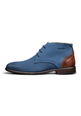 Blauw nubuck Erasmo halfhoge veterschoen