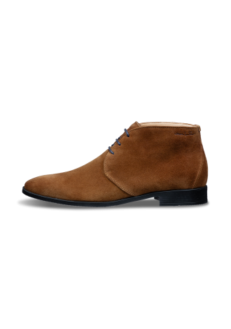 Cognac suède Riva halfhoge veterschoen