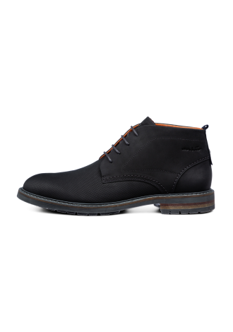 Zwart gladleren Dino halfhoge veterschoen
