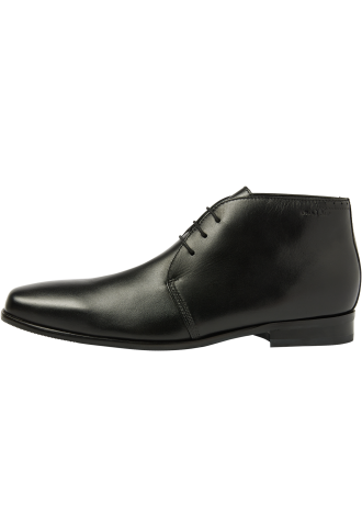 Zwart gladleren Santorini halfhoge veterschoen