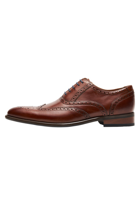 Cognac gladleren Vienna brogue veterschoen