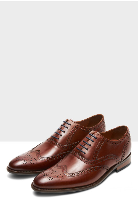 Cognac gladleren Vienna brogue veterschoen