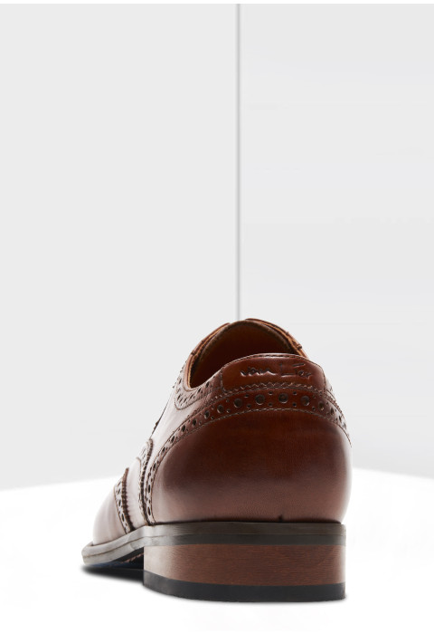 Cognac gladleren Vienna brogue veterschoen