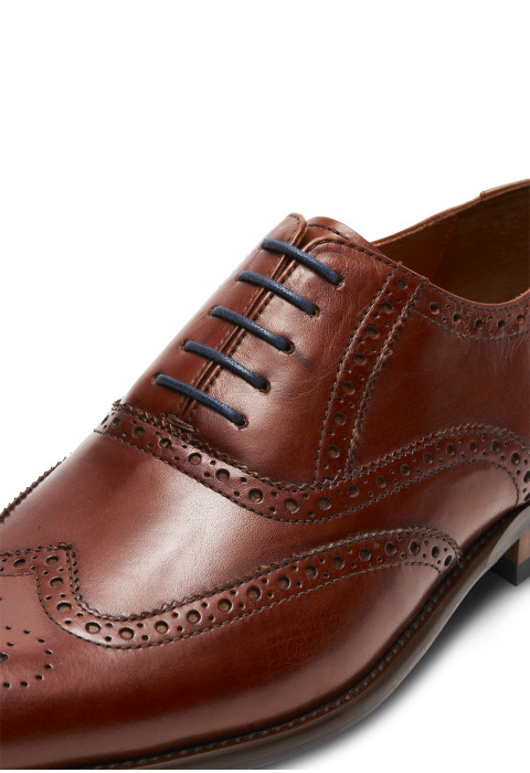 Cognac gladleren Vienna brogue veterschoen