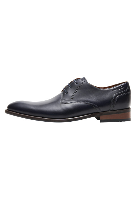 Navy gladleren Vienna veterschoen