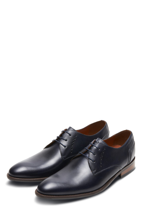 Navy gladleren Vienna veterschoen