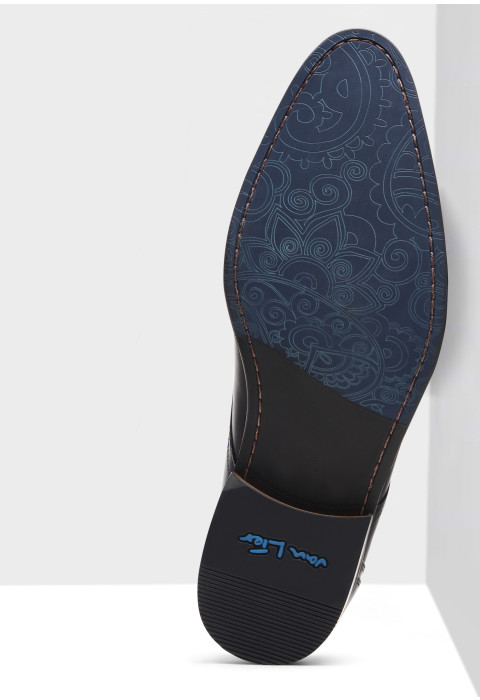 Navy gladleren Vienna veterschoen