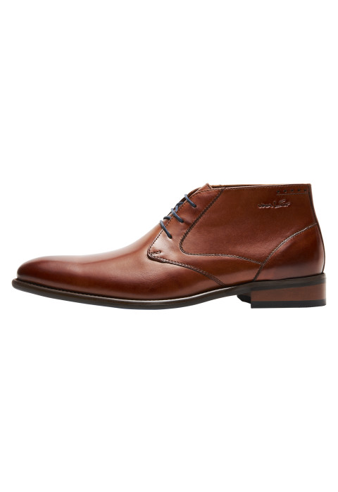 Cognac gladleren Vienna halfhoge veterschoen