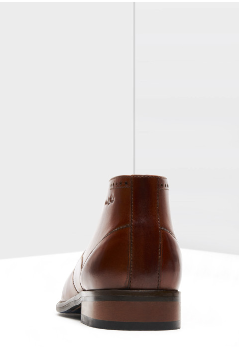Cognac gladleren Vienna halfhoge veterschoen