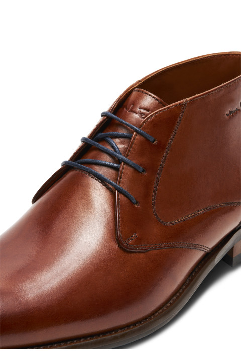 Cognac gladleren Vienna halfhoge veterschoen