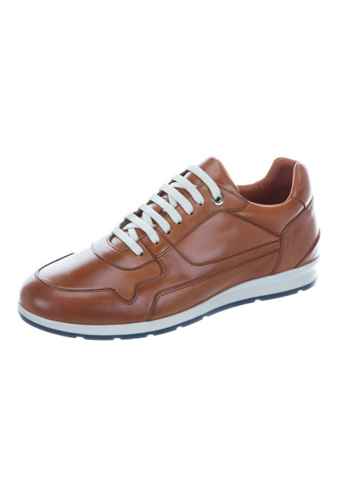 Cognac gladleren Davinci sneaker