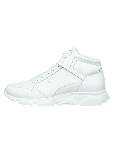Wit gladleren Rock halfhoge sneaker