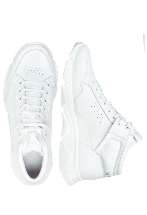 Wit gladleren Rock halfhoge sneaker