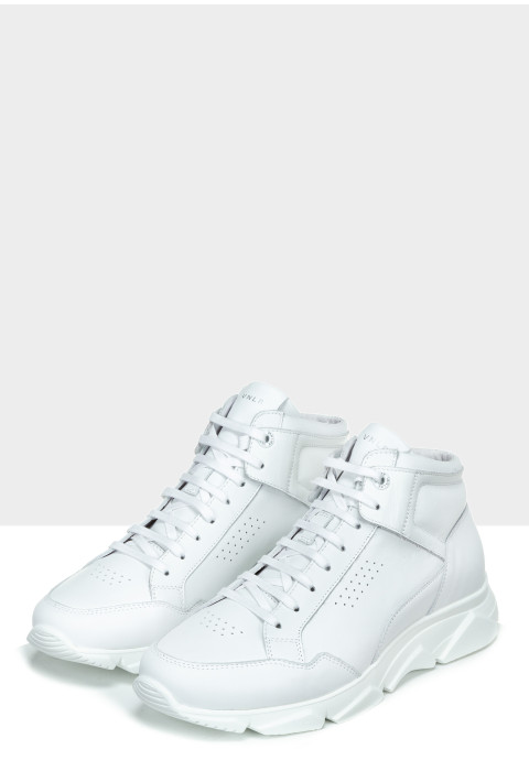 Wit gladleren Rock halfhoge sneaker