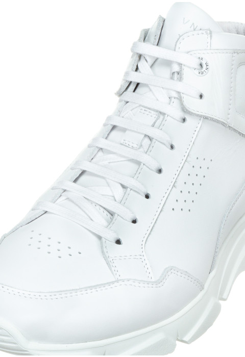 Wit gladleren Rock halfhoge sneaker