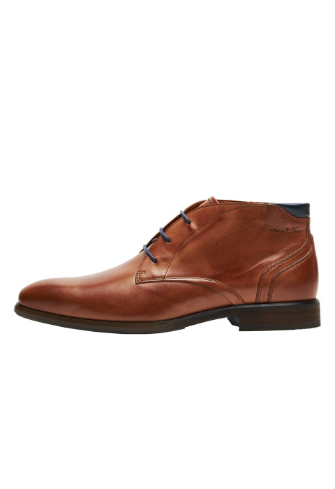 Cognac gladleren Berlin halfhoge veterschoen