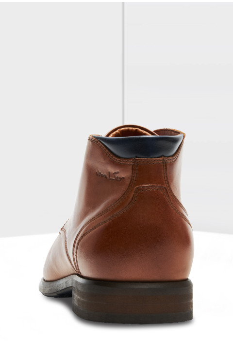 Cognac gladleren Berlin halfhoge veterschoen