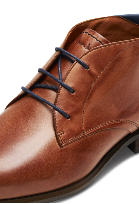 Cognac gladleren Berlin halfhoge veterschoen