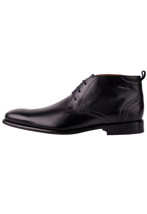 Zwart gladleren Hercules halfhoge veterschoen