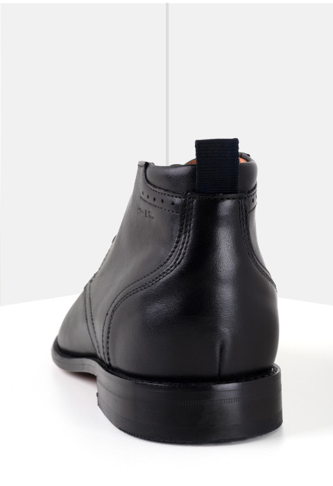 Zwart gladleren Hercules halfhoge veterschoen