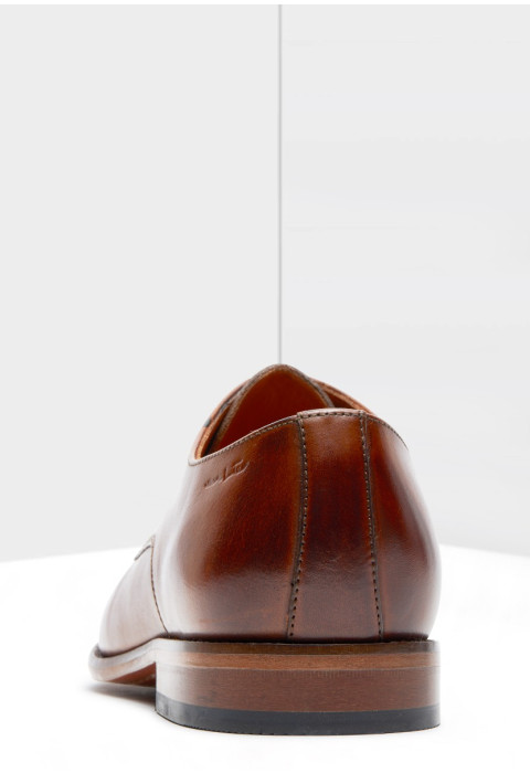Cognac gladleren Hercules veterschoen