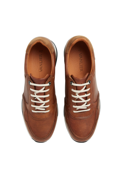 Licht cognac gladleren Positano sneaker