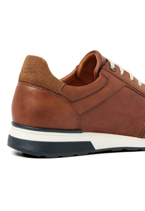 Licht cognac gladleren Positano sneaker