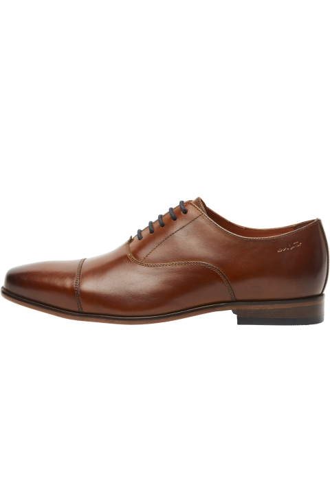 Cognac gladleren Rhodes veterschoen