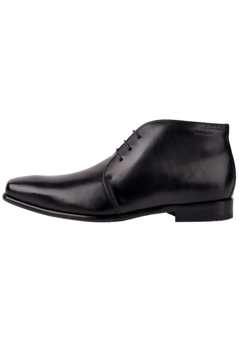 Zwart gladleren Rhodes halfhoge veterschoen