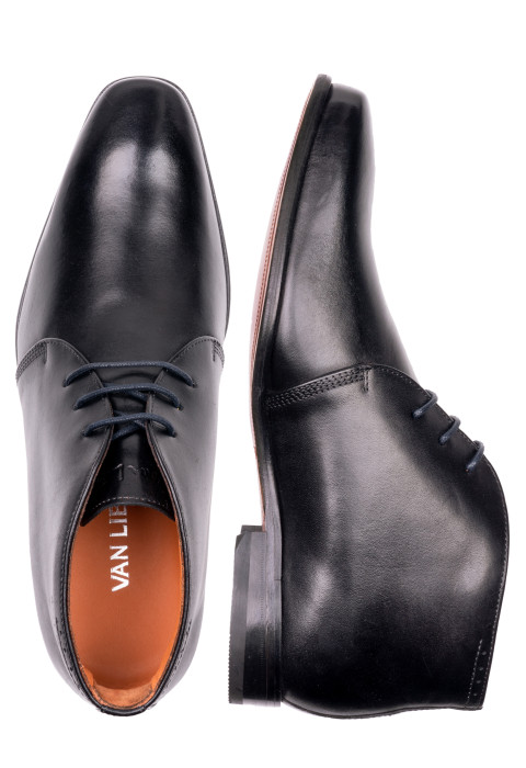 Zwart gladleren Rhodes halfhoge veterschoen