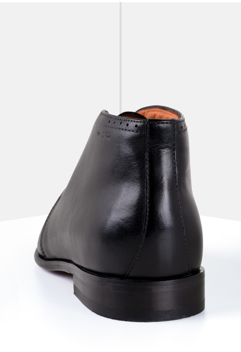 Zwart gladleren Rhodes halfhoge veterschoen
