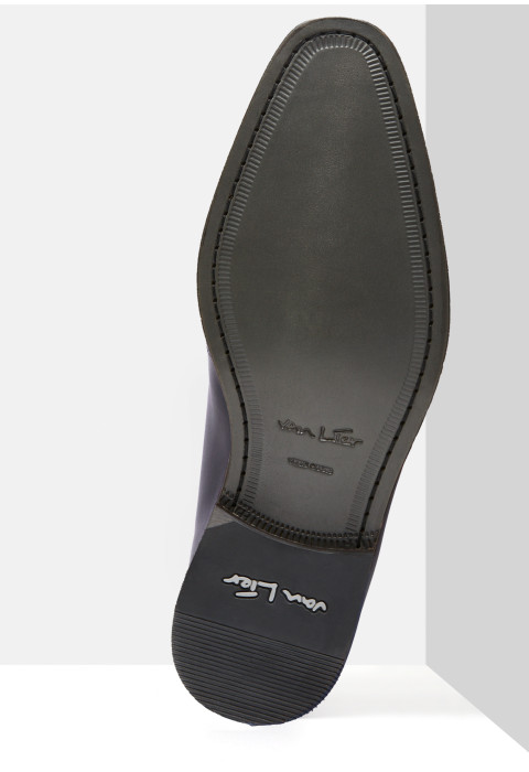 Zwart gladleren Rhodes halfhoge veterschoen
