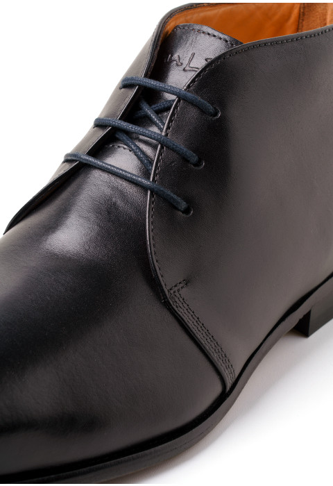 Zwart gladleren Rhodes halfhoge veterschoen