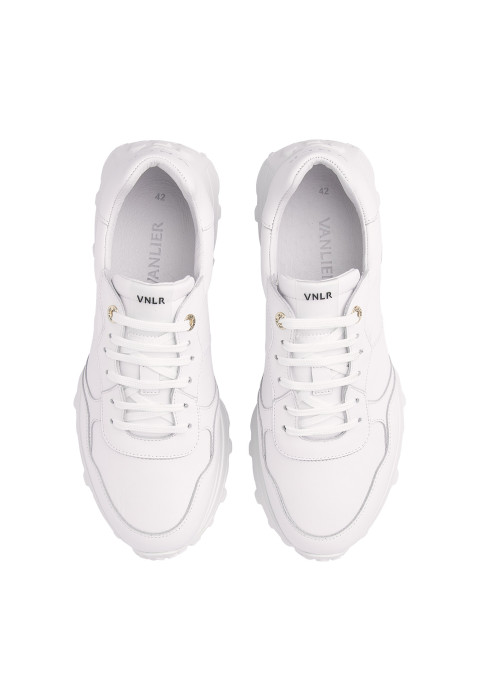 Wit gladleren T-rex sneaker