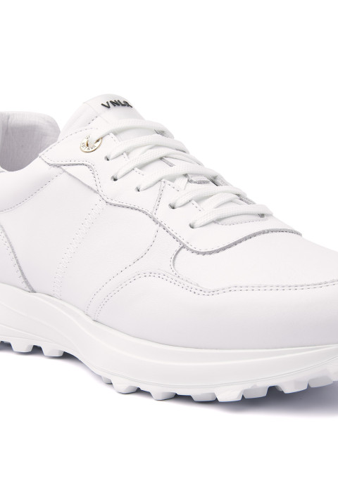 Wit gladleren T-rex sneaker