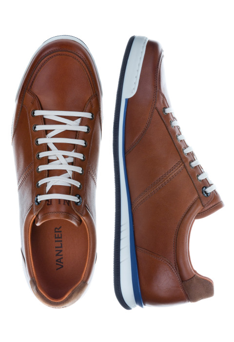 Licht cognac gladleren Magnus sneaker