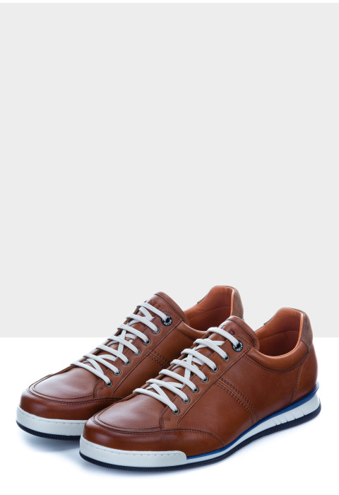 Licht cognac gladleren Magnus sneaker