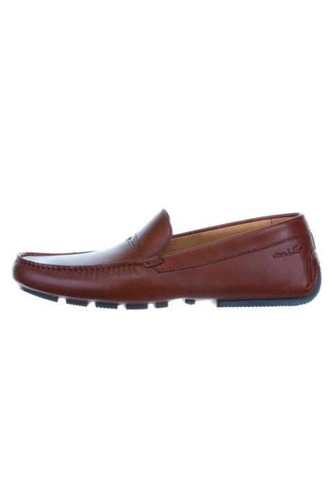 Cognac gladleren mocassin