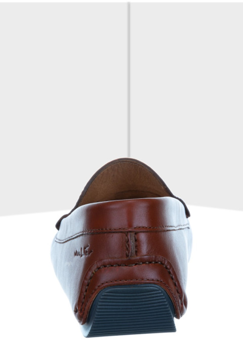 Cognac gladleren mocassin