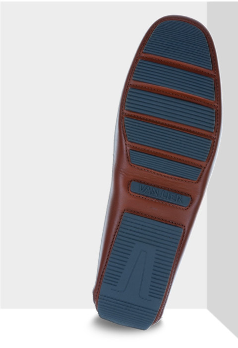 Cognac gladleren mocassin