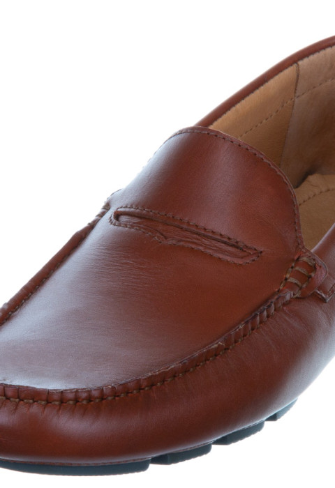 Cognac gladleren mocassin