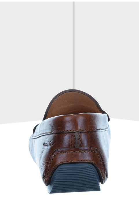 Bruin cognac gladleren mocassin