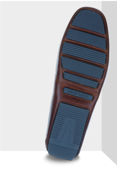 Bruin cognac gladleren mocassin