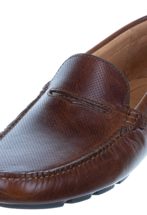 Bruin cognac gladleren mocassin
