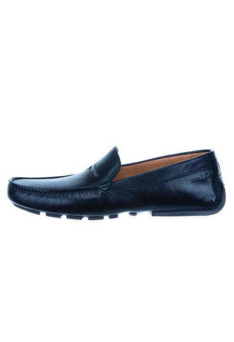 Navy gladleren mocassin