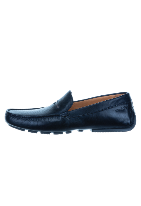 Navy gladleren mocassin