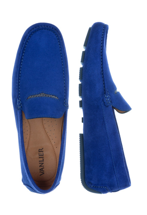 Lichtblauw suède mocassin